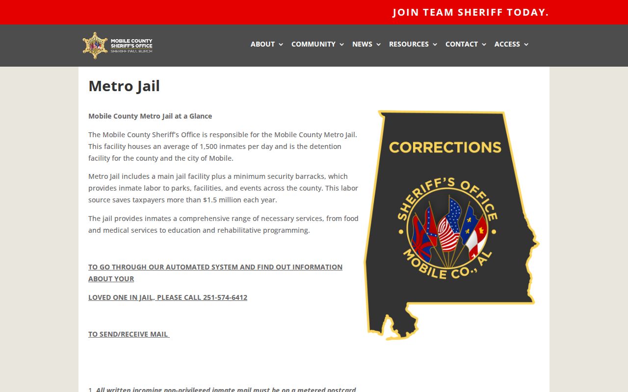 Mobile County arrest history and Metro Jail information