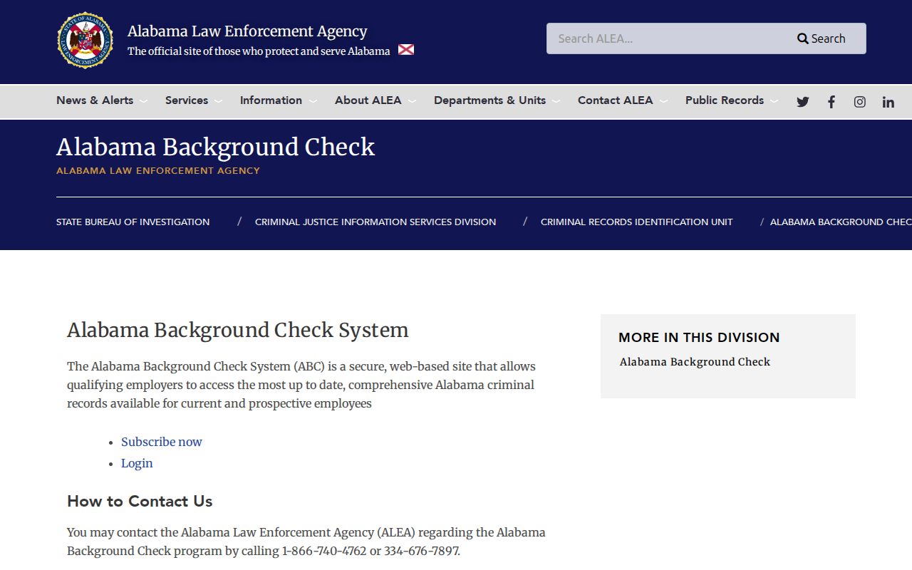 ALEA personal Mobile County criminal history review instructions