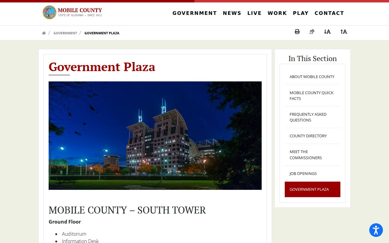 Mobile County criminal records offices at Government Plaza