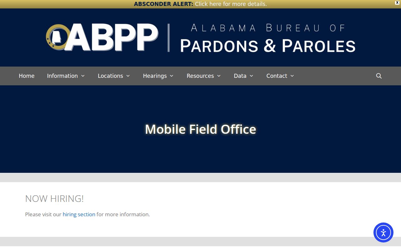 Mobile County probation and parole criminal record office