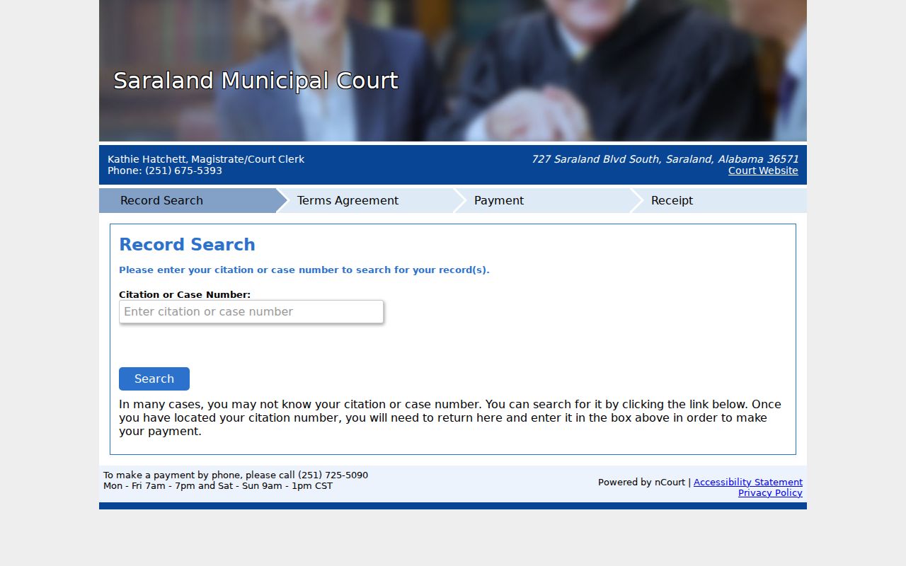 Saraland criminal history citation and municipal case search