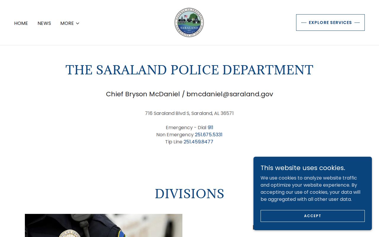 Saraland criminal history police department contact page