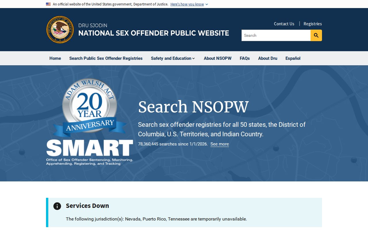 National registry search for Mobile County sex offender checks